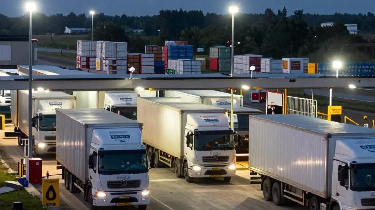 Illustration for: Border Trade: Trucks Roll Again as Paperwork Gridlock Looms